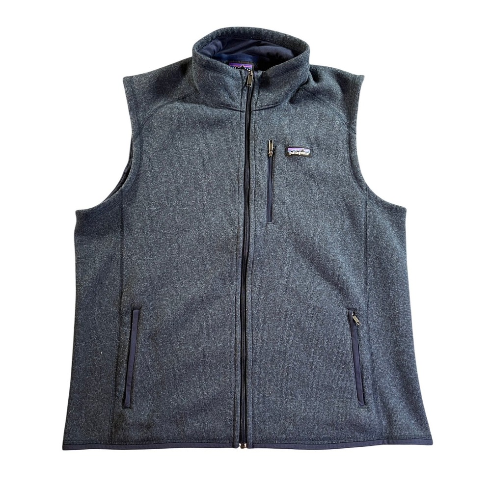 Patagonia Better Sweater Vest Mens XL Blue Gray Full Zip Fleece Pockets Full Zip
